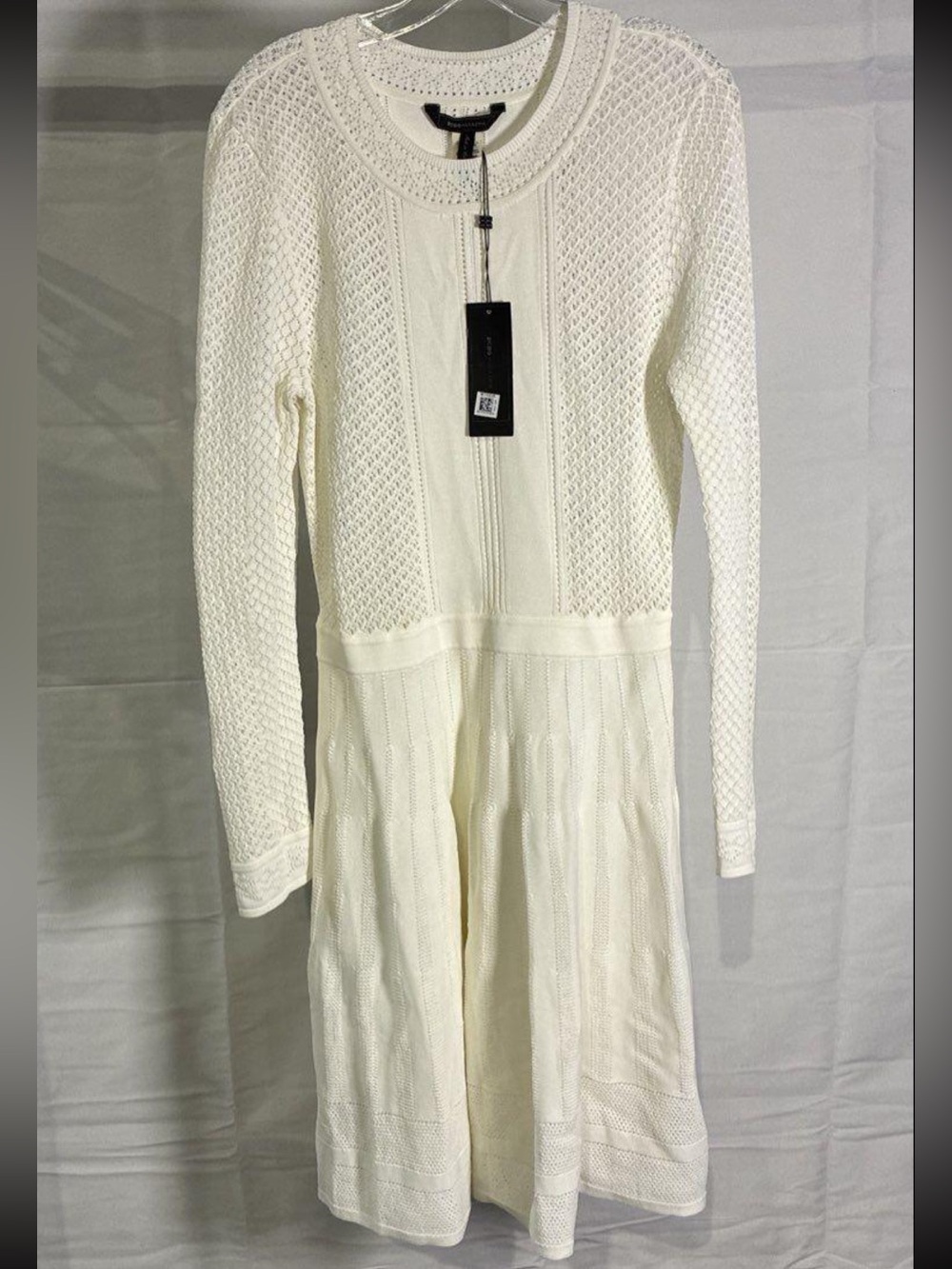 NWT BCBG Gardenia Knit Long Sleeve Fit-and-Flare Midi Dress Sz L - Picture 1 of 7